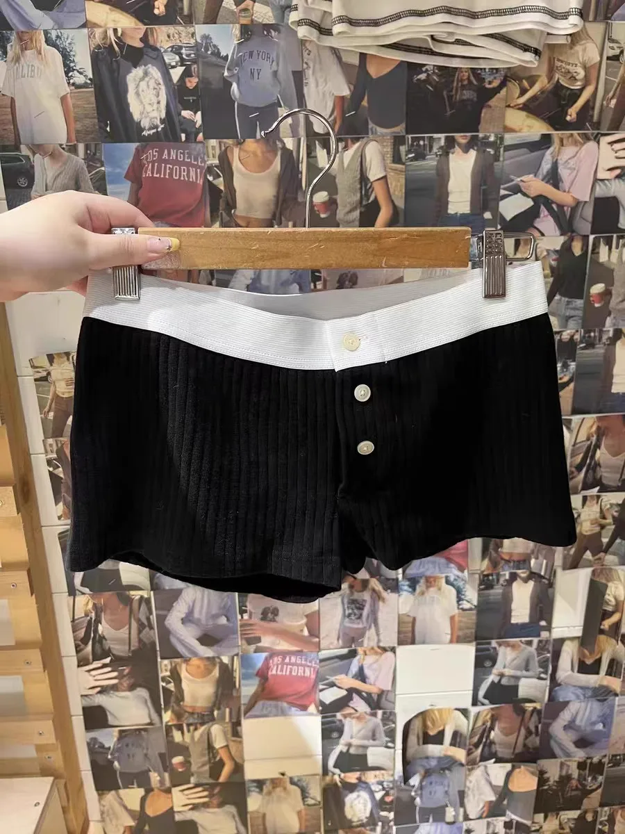 

Женские трусы Brandy Girl BM Pure Color Tee-Button, повседневные хлопковые, удобные, со средней посадкой, прямые брюки