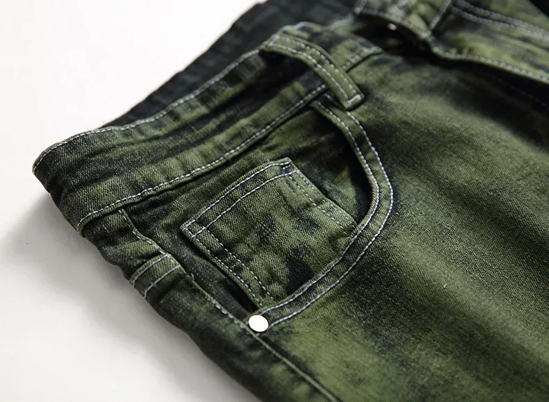 Jeans Denim Men New Green Stretch Plus Size Casual Straight Fashion Brand Classic High Quality Pants