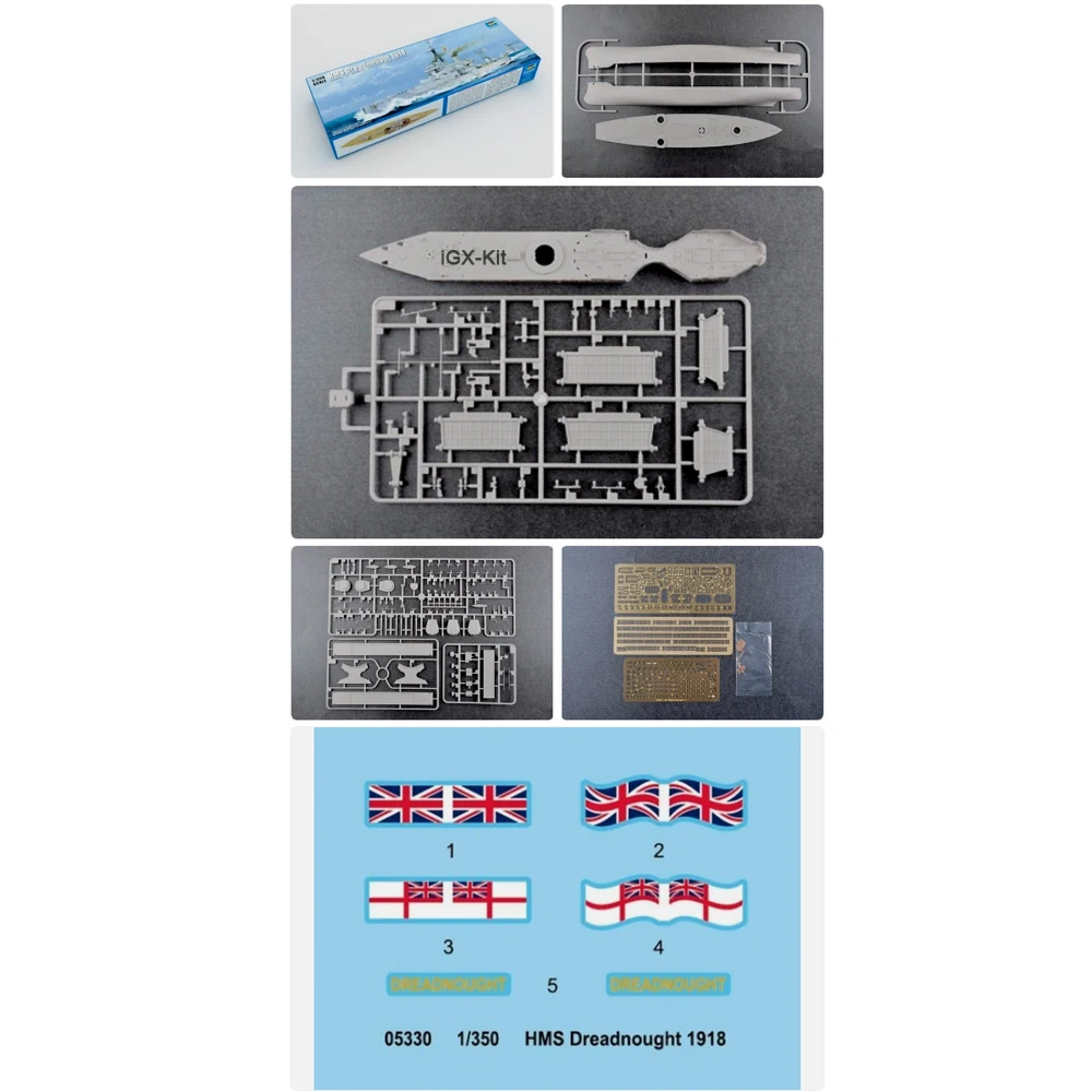 

Набор для сборки пластиковой модели линкора HMS Dreadnought 1918 года в масштабе 1:350 от Trumpeter 05330