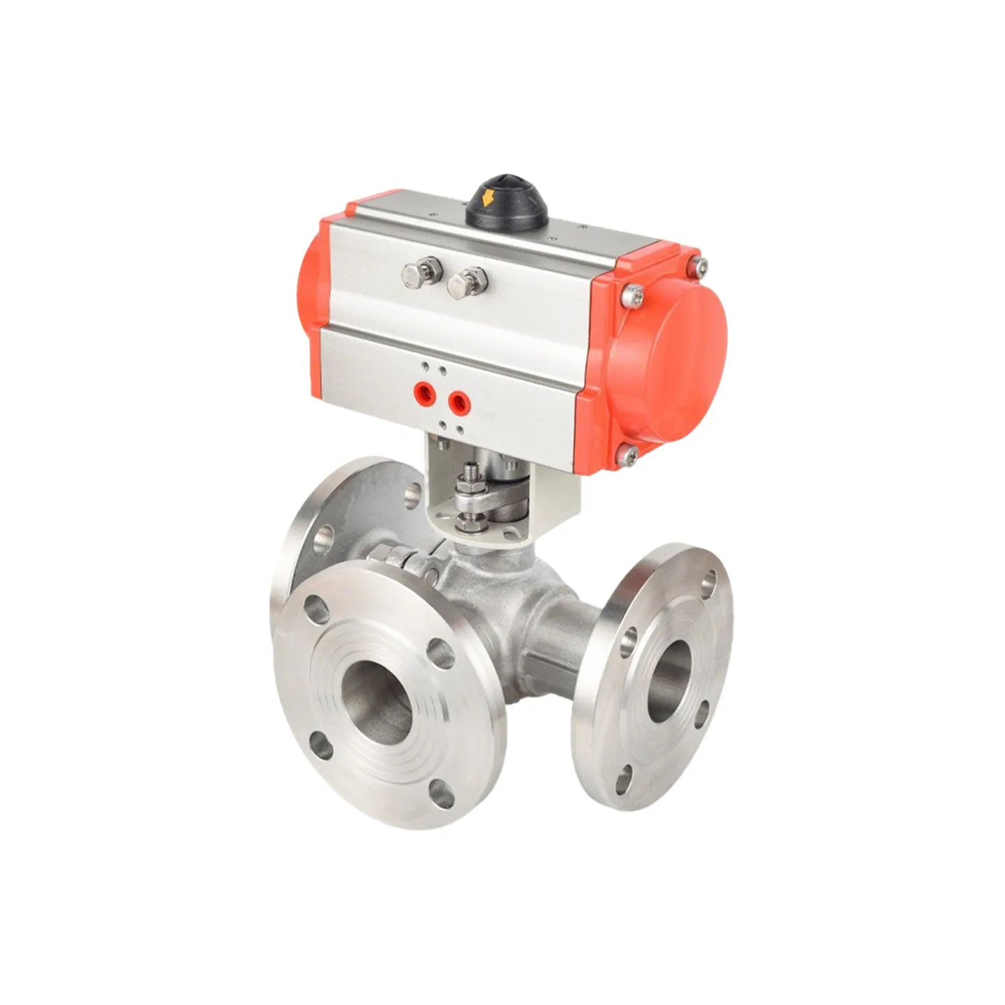 Stainless Steel Pneumatic 3-Way Ball Valve T L Type Steam Pipeline Industrial Hardware Flanged Valve