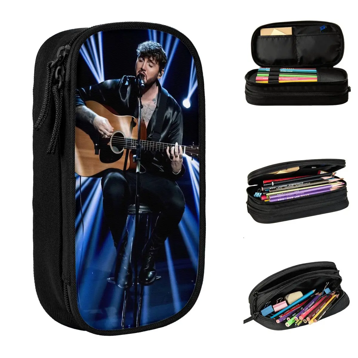 James Arthur Pisces World Tour Pen Box Double Layer Large Capacity Kids Pencil Case Stationery Perfect Gifts