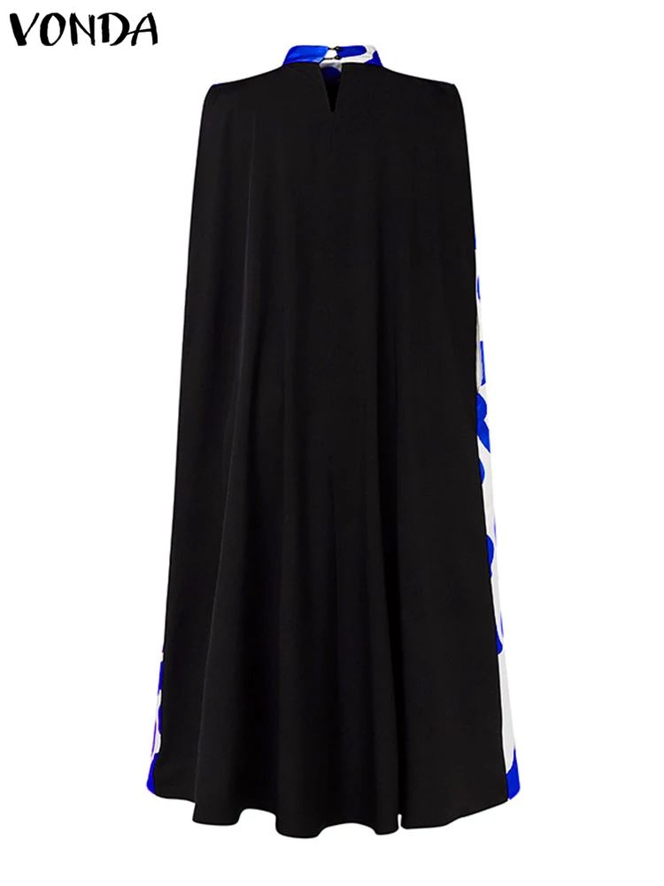 Plus Größe VONDA Frauen Elegante Druck Maxi Lange Kleid 2024 Casual Stehkragen Roben Böhmischen Fledermaus-flügel Hülse Party vestidos