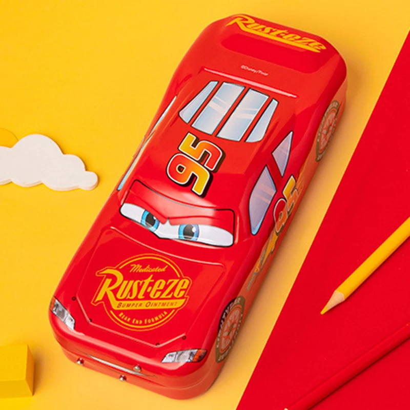 Disney Pixar Cars กล่องดินสอเด็กกล่องเครื่องเขียนขนาดใหญ่ความจุ McQueen รถสามมิติกล่องดินสอของขวัญอนุบาล