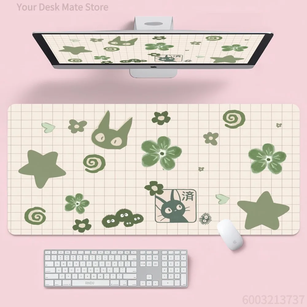 Anime Mouse Pad, Kawaii Studio Ghibli Desk Mat,Green Aesthetic Collage Gaming Desk Mat, Cute Minimalist Cottagecore Decor