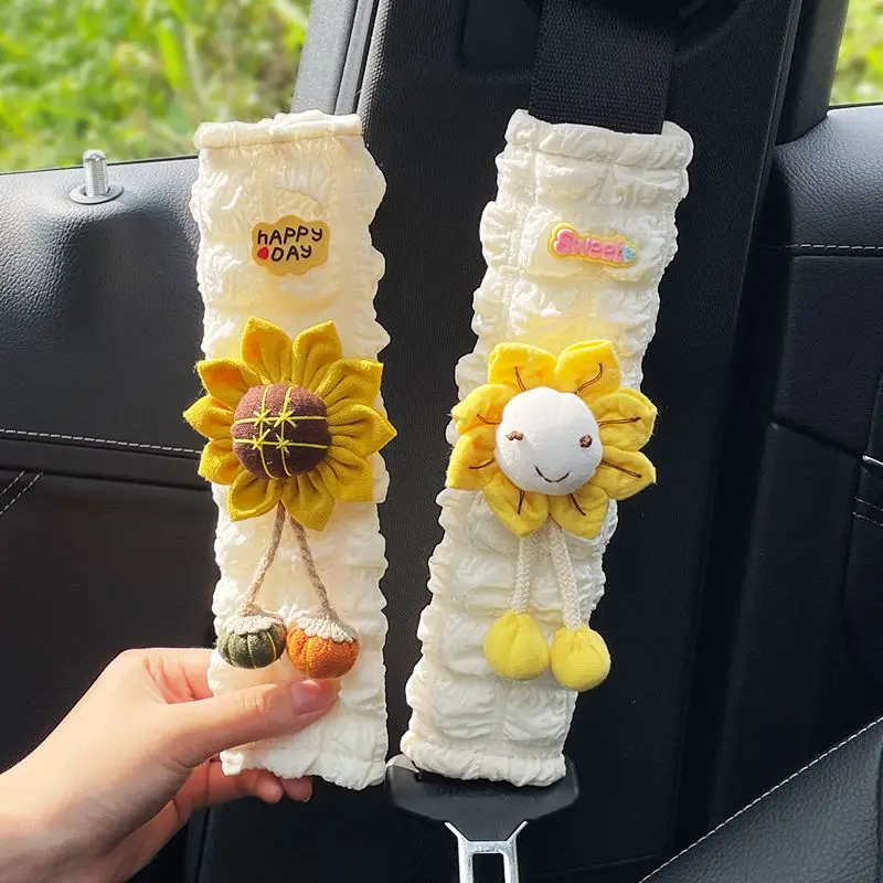 

Креативный цветочный чехол для автомобильного ремня безопасности, милый защитный ремень на шею, аксессуары для салона автомобиля, мягкий чехол для ремня безопасности