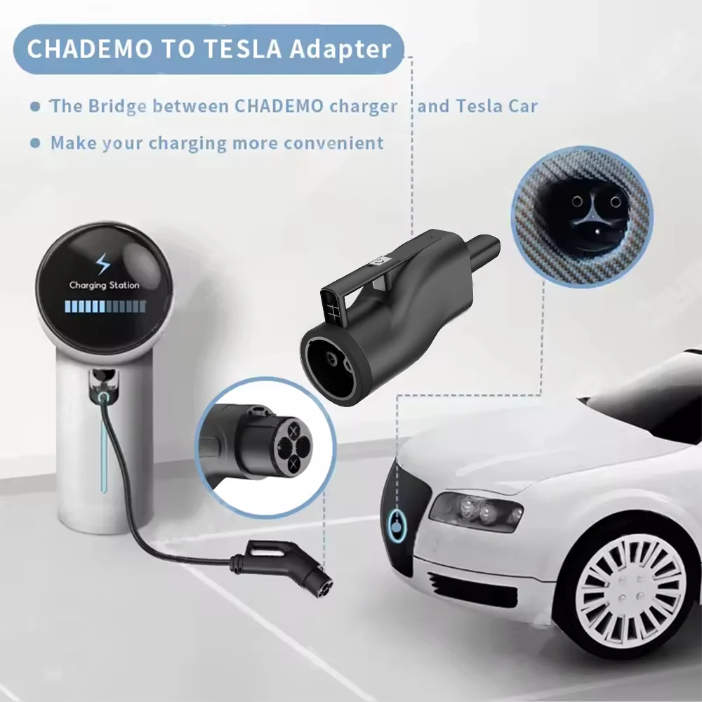 2025 Hot Sale CHAdeMO-NACS DC Charging Adapter 250A 1000V DC CHAdeMo to Tesla IP54 Waterproof Fast EV Charging Connector - Image 4