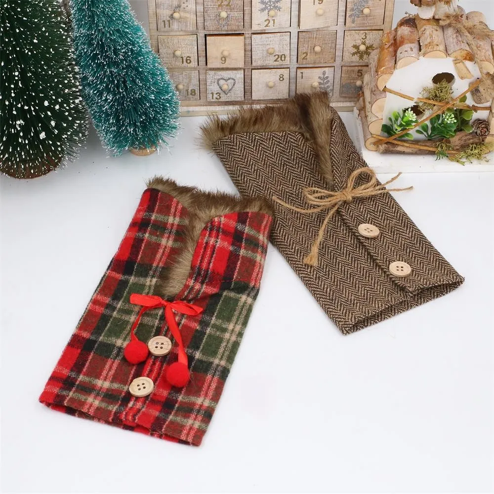 6PCS Christmas Decoration Wine Tasting Set Holiday Decoration Props Plush Red Wine Bottle Set Home Wine Bottle Champagne Set