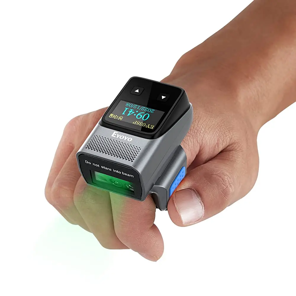 Eyoyo EY-038L Tragbarer Laserscanner, 1D-Bluetooth-Mini-Barcodeleser, Hochgeschwindigkeitscanning für iOS/Android und beidhändiges Design