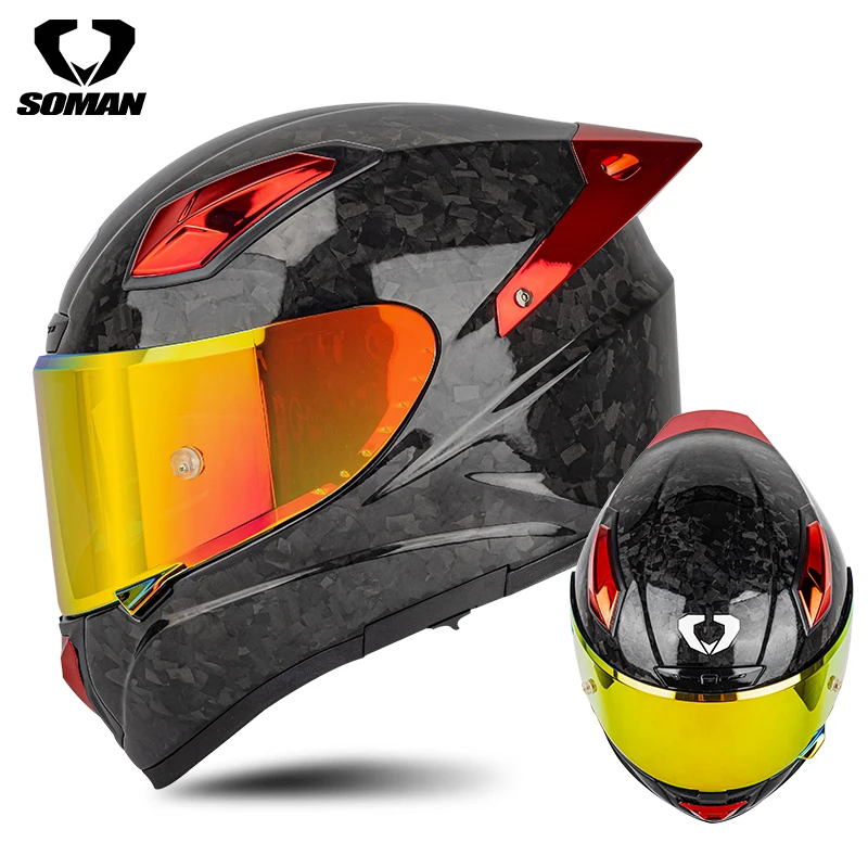 New carbon fiber motorcycle electric car men and women full helmet full-coverage personalized motorcycle four-season running hel