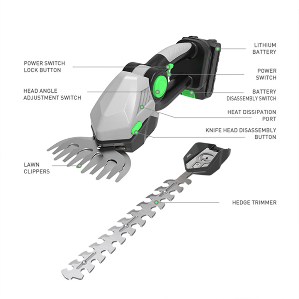 Powerful Hedge Trimmers Cordless For Efficient Cutting Cordless Fence Trimmer Is Equipped 20V blue 2 battery