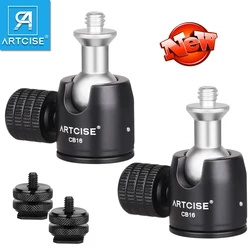 ARTCISE 2 Pack Mini Ballhead CB16s with Hotshoe 360 Degree for Camera DSLR Holder Microphone Light U-shaped Design,Max Load 2kg