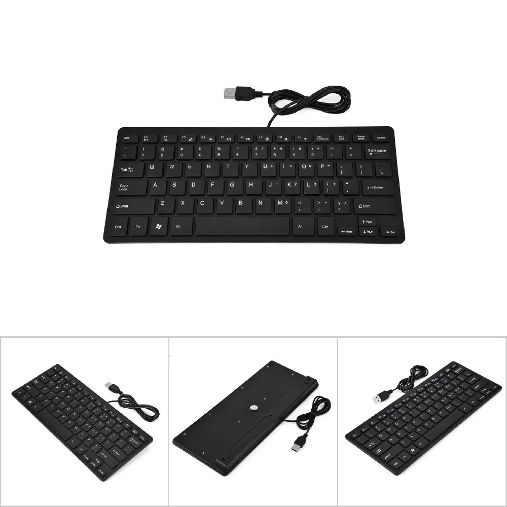 78 Keys USB Wired Keyboard Stable Transmission Ultra-Thin Design Mini Keyboard Black/White Ultra Thin Keyboard Industrial