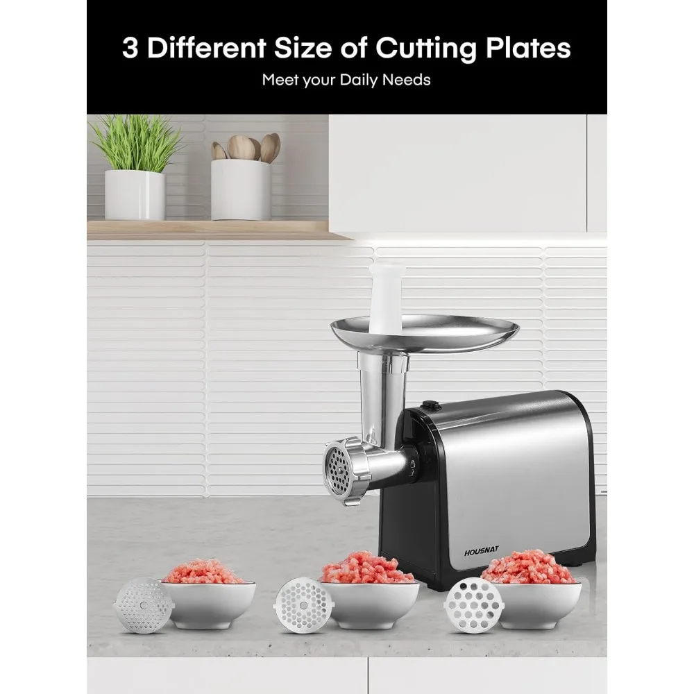 เครื่องบดเนื้อไฟฟ้า,เครื่องบดเนื้อสูงสุด 3200W สําหรับใช้ในบ้าน,เครื่องบดเนื้อสําหรับงานหนัก 3 ใน 1 พร้อมใบมีด 2 ใบและ 3 แผ่น,ไส้กรอก