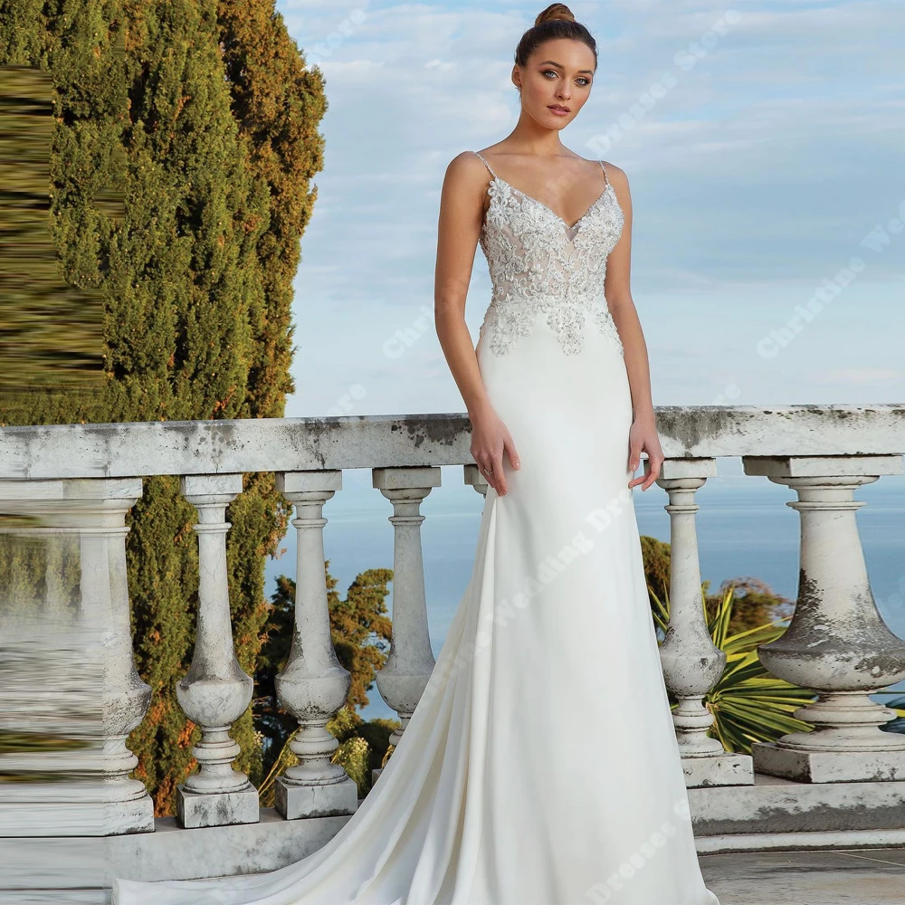 

Sweetheart Collar Women Wedding Dresses Sexy Sleeveless Mermaid Bridal Gowns Floor Mopping Banquet Vestidos De Novias Customized