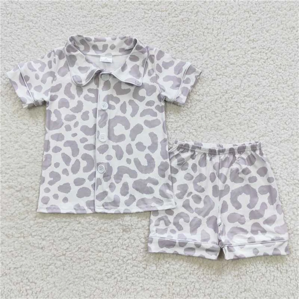 Wholesale Summer Children Camo Nightclothes Baby Boy Short Sleeves Cardigan Button Up Sleepwear Set Shorts Infant Pajamas Outfit