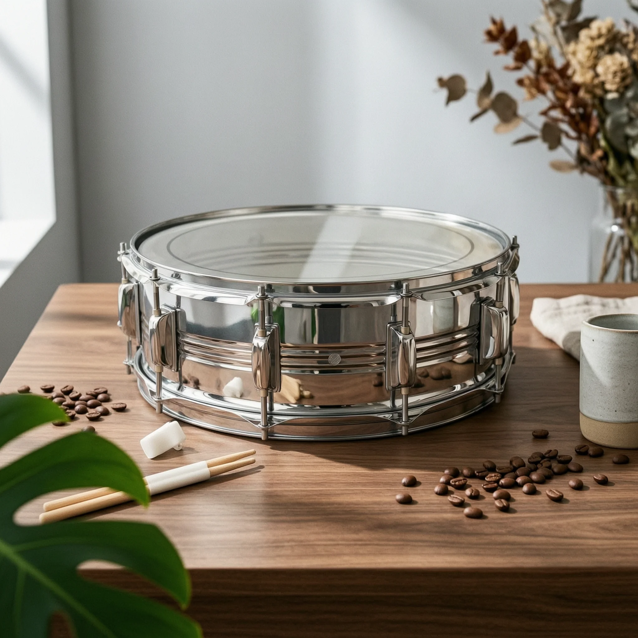 Metal Snare Drum 14-Inch Snare Drum with Drumsticks Percussion Instrument Professional Easy Tuning for Drummers, Marching Band
