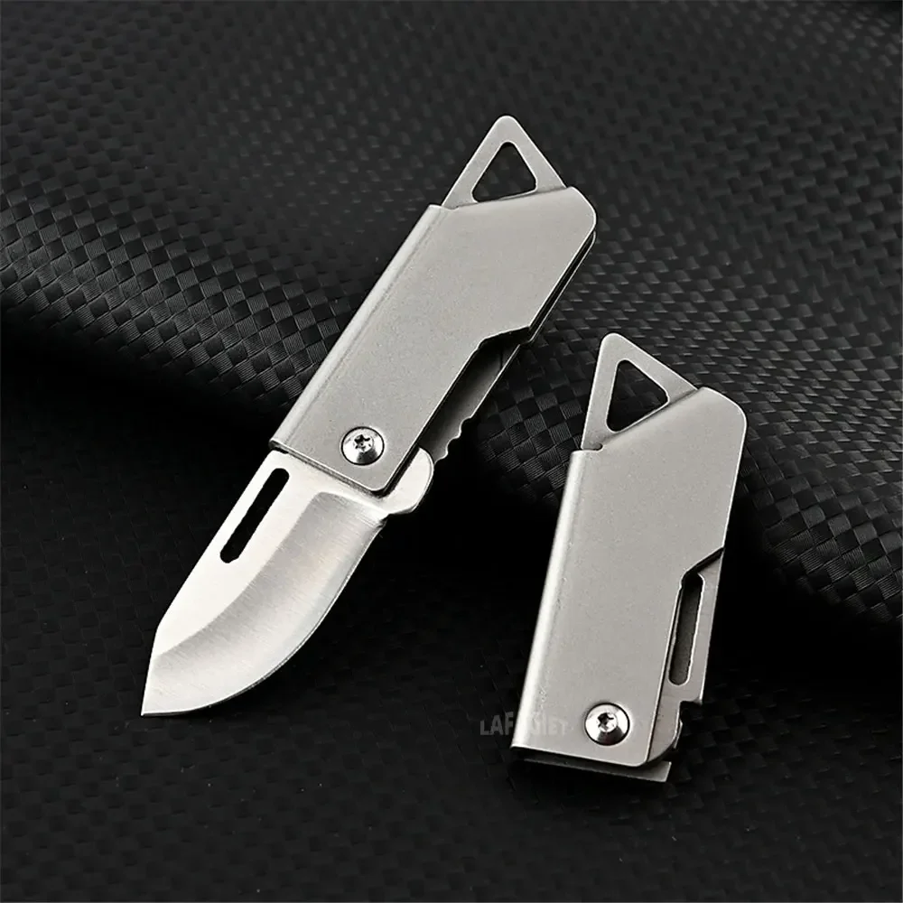 Mini cuchillo plegable de bolsillo de acero inoxidable, cuchillo de entrega afilado, llavero colgante, herramienta de mano, cuchillo portátil para