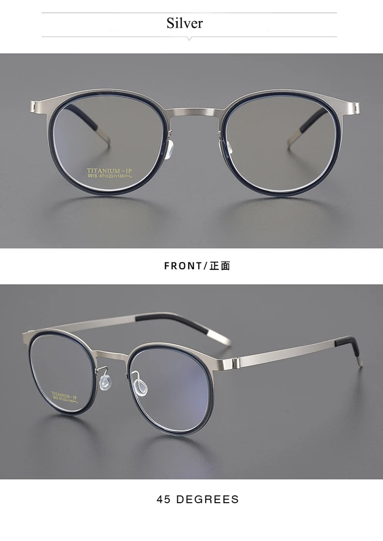 Bclear ultraleichte reine Titan Retro Männer Frauen Brille Rahmen Brillen runde Brillen Myopie verschreibung pflicht ige Brille Mode – Detail 11
