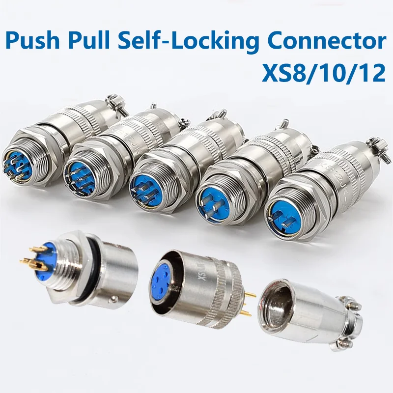 

XS8/10/12 2/3/4/5/6/7PIN Push-Pull Circular Aviation Quick Connector Gold Plated Contact Male Plug &Female Socket