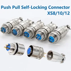 XS8/10/12 2/3/4/5/6/7PIN Push-Pull Circular Aviation Quick Connector Gold Plated Contact Male Plug &Female Socket