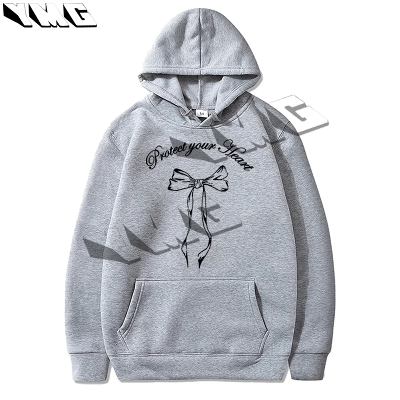 2024 Autumn/Winter New Women's Thick Cotton Hoodie Street Bow Printed Sportswear Casual Extra Large Loose Hoodie Sportswear EMO