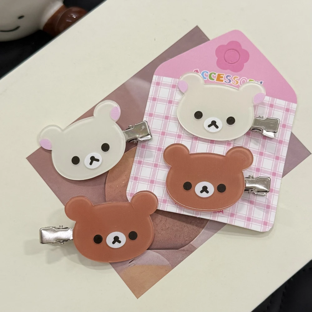 Rilakkuma Korilakkuma مقاطع الشعر أنيمي الدب رئيس لطيف دبابيس الشعر ومقاطع أغطية الرأس Kawaii إكسسوارات الشعر للنساء الفتيات