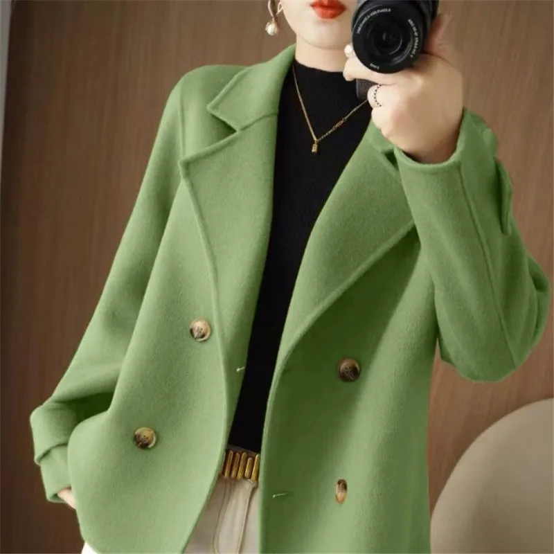 Women's Woolen Coat 2025 Short Autumn Winter Female Short Loose Jacket Anti-season Suit Collar Woolen Overcoat