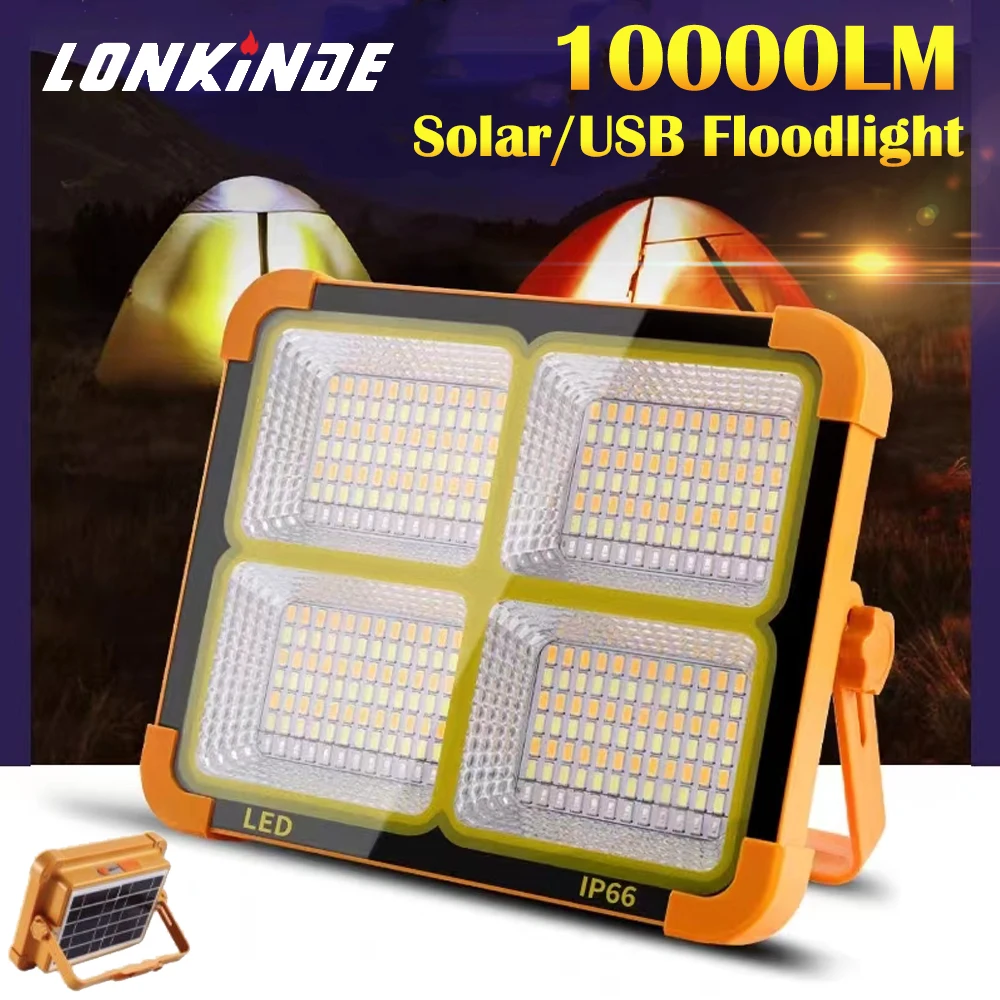 2024 New Brightest 10000LM Portable Led Spotlight Super Bright Led Floodlight Work Light Rechargeable for Outdoor Camping Lamp