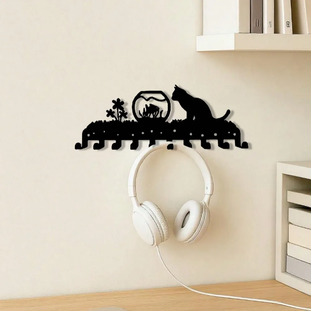 ที่แขวนกุญแจติดผนังรูปแมวน่ารักสุดพรีเมียม (5 ตะขอ) - ที่จัดระเบียบของใช้ทางเข้าบ้านรูปทรงสัตว์น่ารักสำหรับกุญแจ หมวก ผ้าขนหนู เสื้อโค้ท