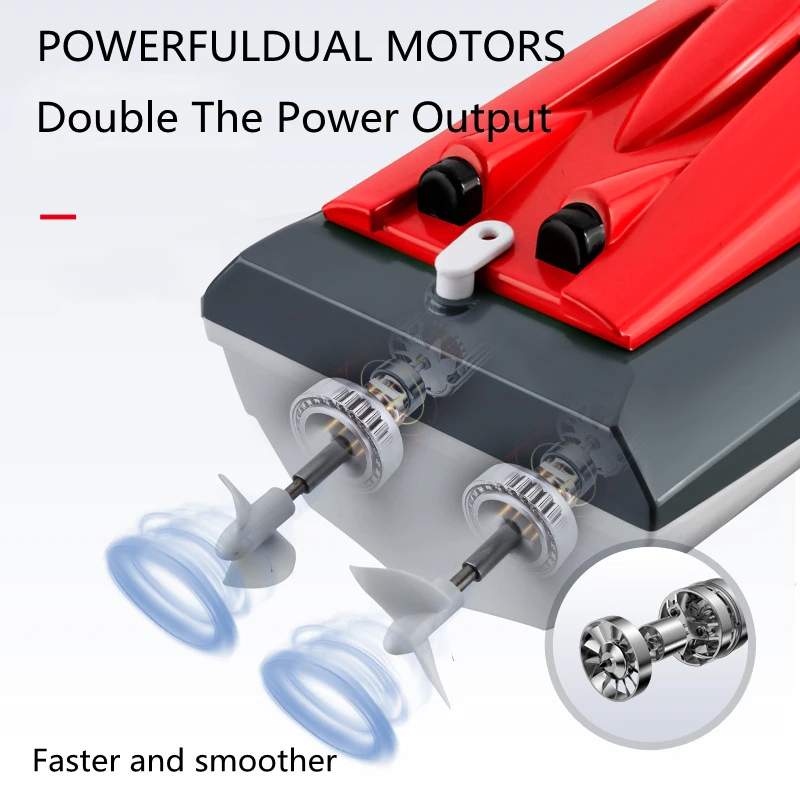 Dual-motor High Speed RC Boat 20KM/H 20Min Endure Sealed Waterproof Explosion-proof Anti-collision Remote Control Children Gift