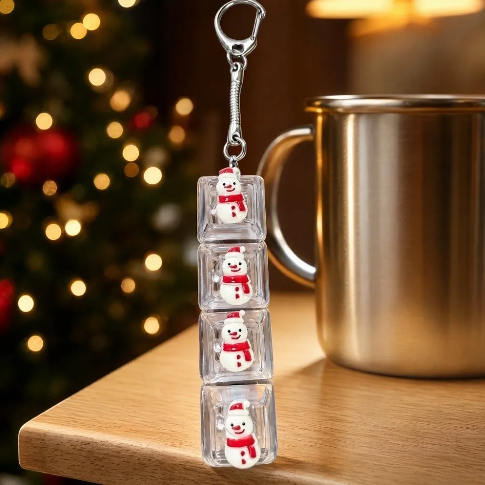 4-Key Decompression Button Cute Glow Design Christmas Snowman Mini Keyboard Pendant Luminous Snowflake Santa Claus