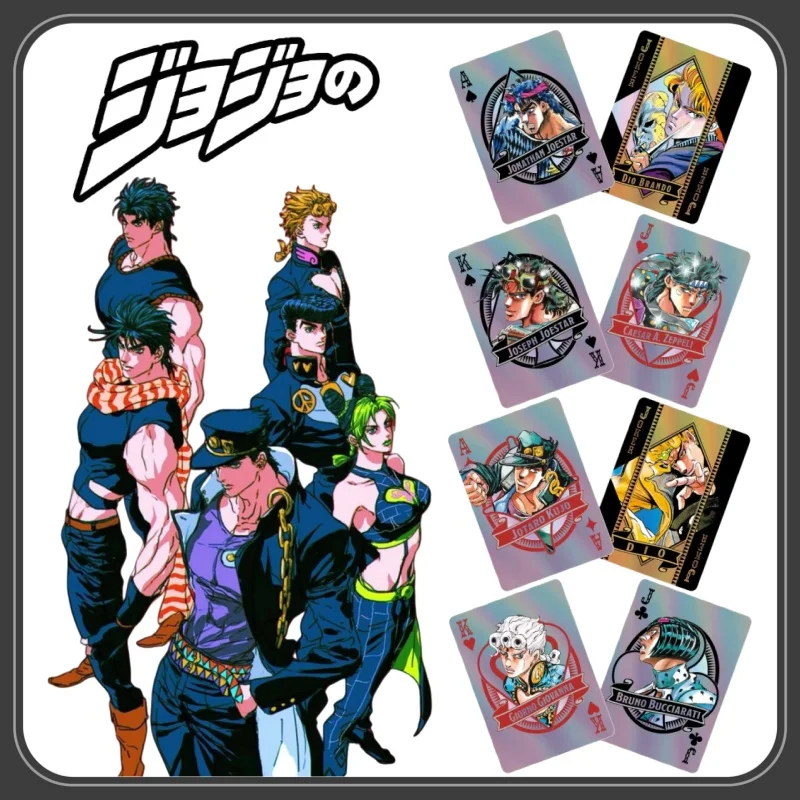 new-genuine-jojo's-bizarre-adventure-laser-poker-playing-card-the-jojo-world-original-manga-art-physical-trendy-toy-gift