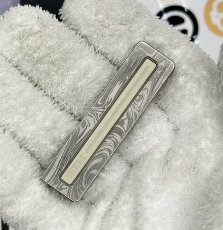 Used EDC Lautie seesaw zirconium steel + PEEK damascus pattern fidget slider decompression toy