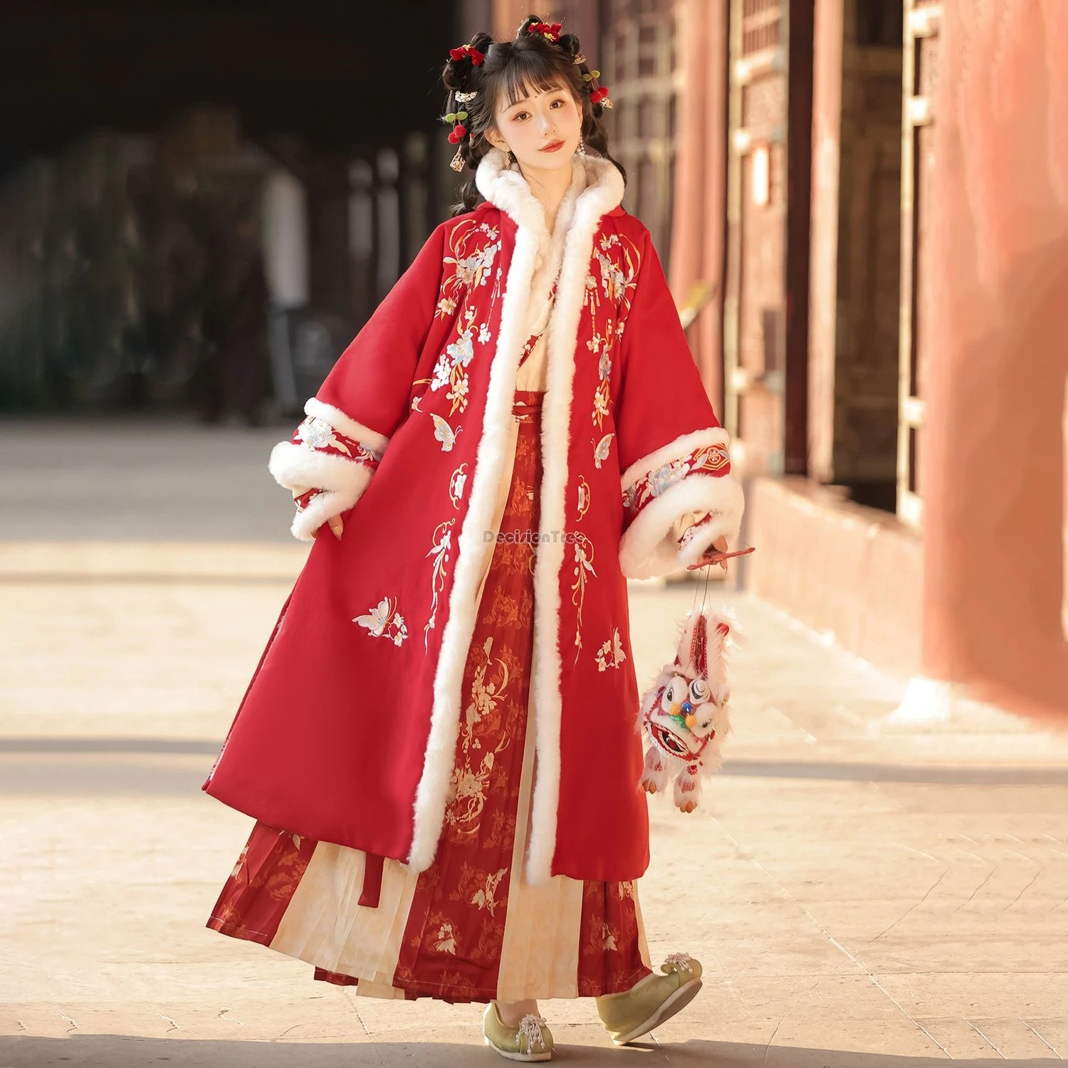 2024 sweet cute girl winter daily warm cotton hanfu chinese song made retro embroidery printed hanfu elegant temperament outfit