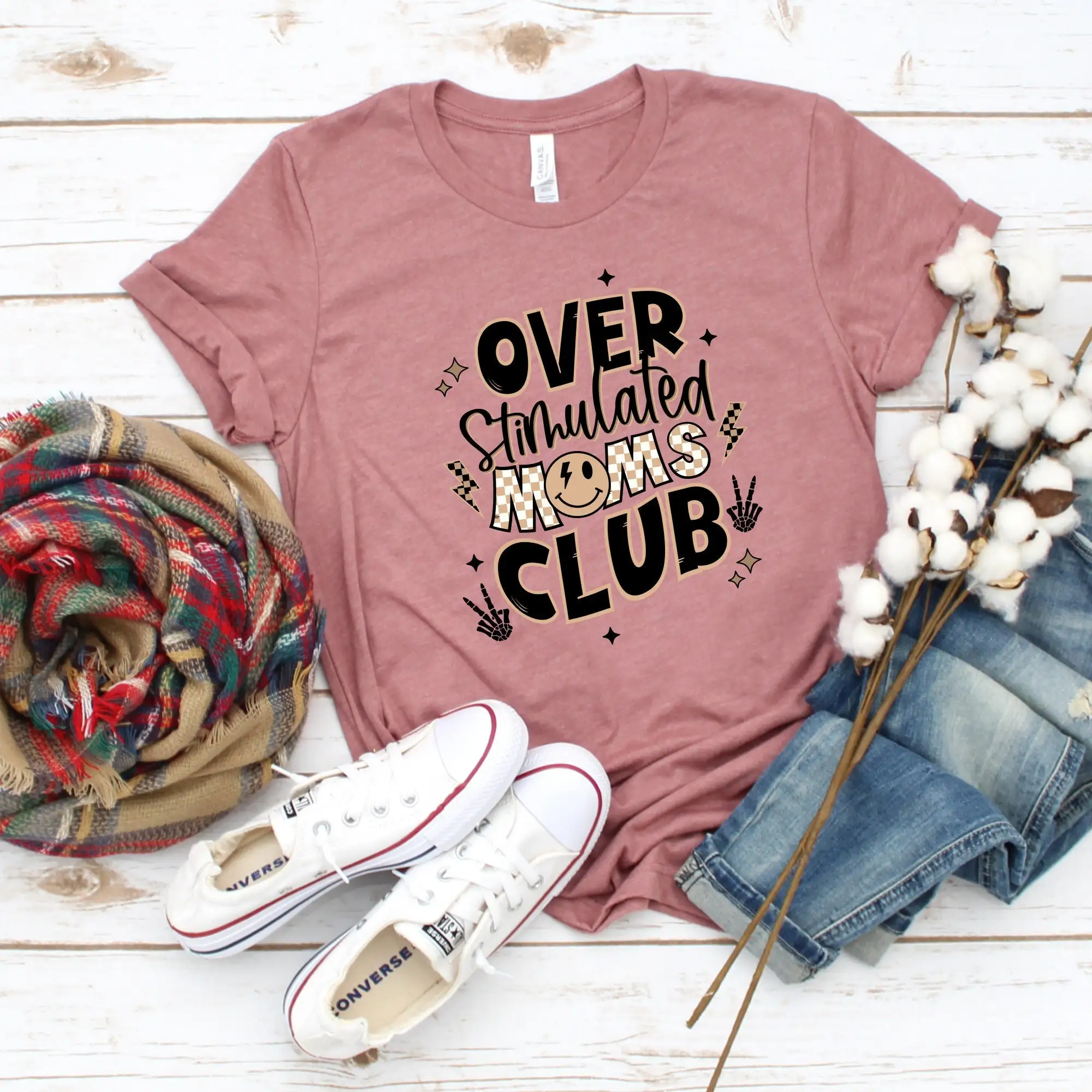 For Mom Mothers Day T Shirt New Over Stimulated Moms Club Funny Life