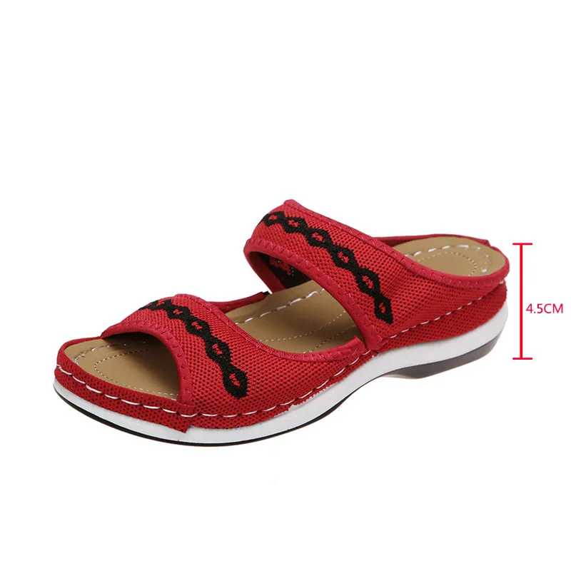 2025 summer fashion outside wear new low wedge heel flying woven slippers large size casual light breathable