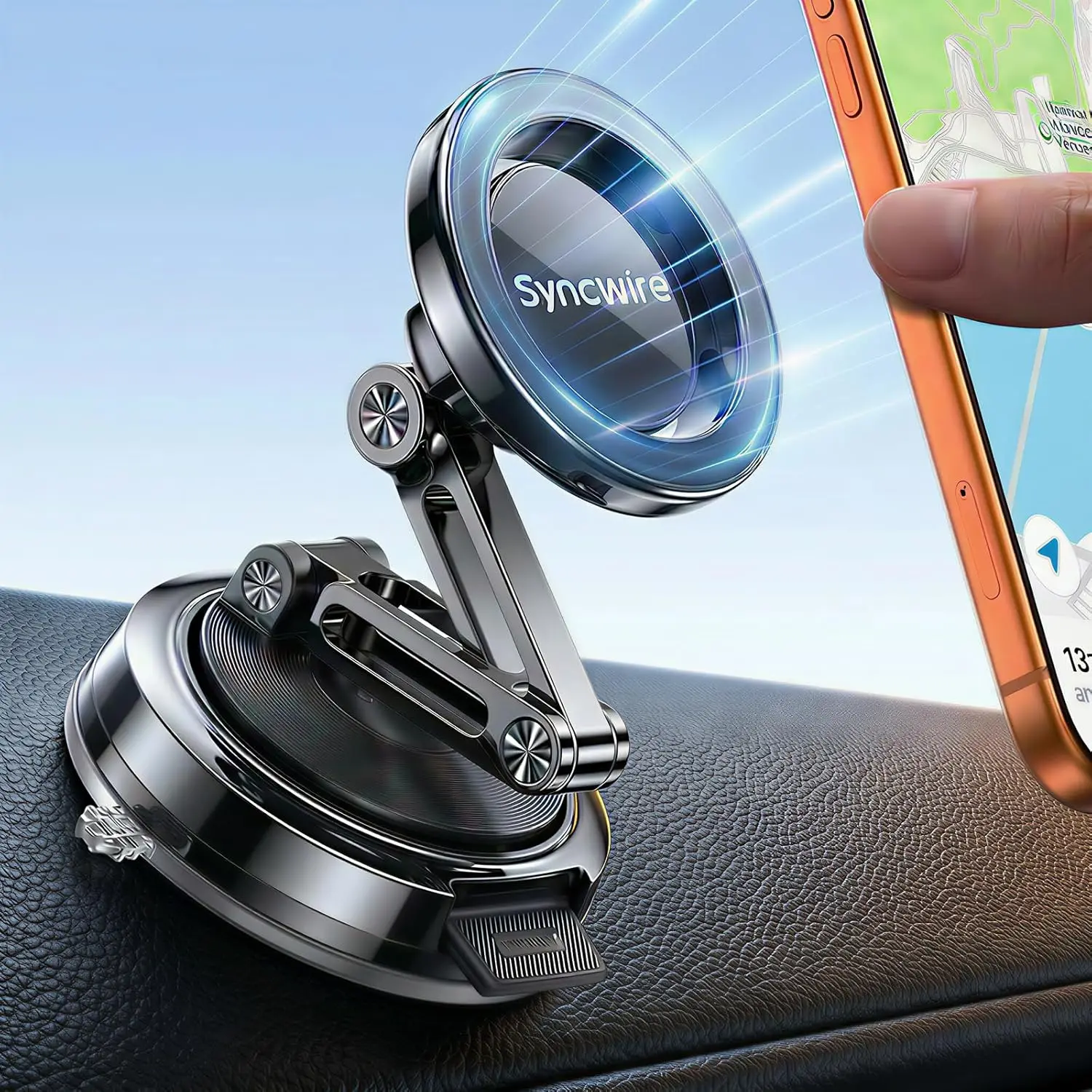 

3-осевое регулируемое магнитное крепление для телефона в автомобиль с вакуумным креплением, 360° ° Вращающийся и складной держатель для iPhone 17-12 Pro Max Plus