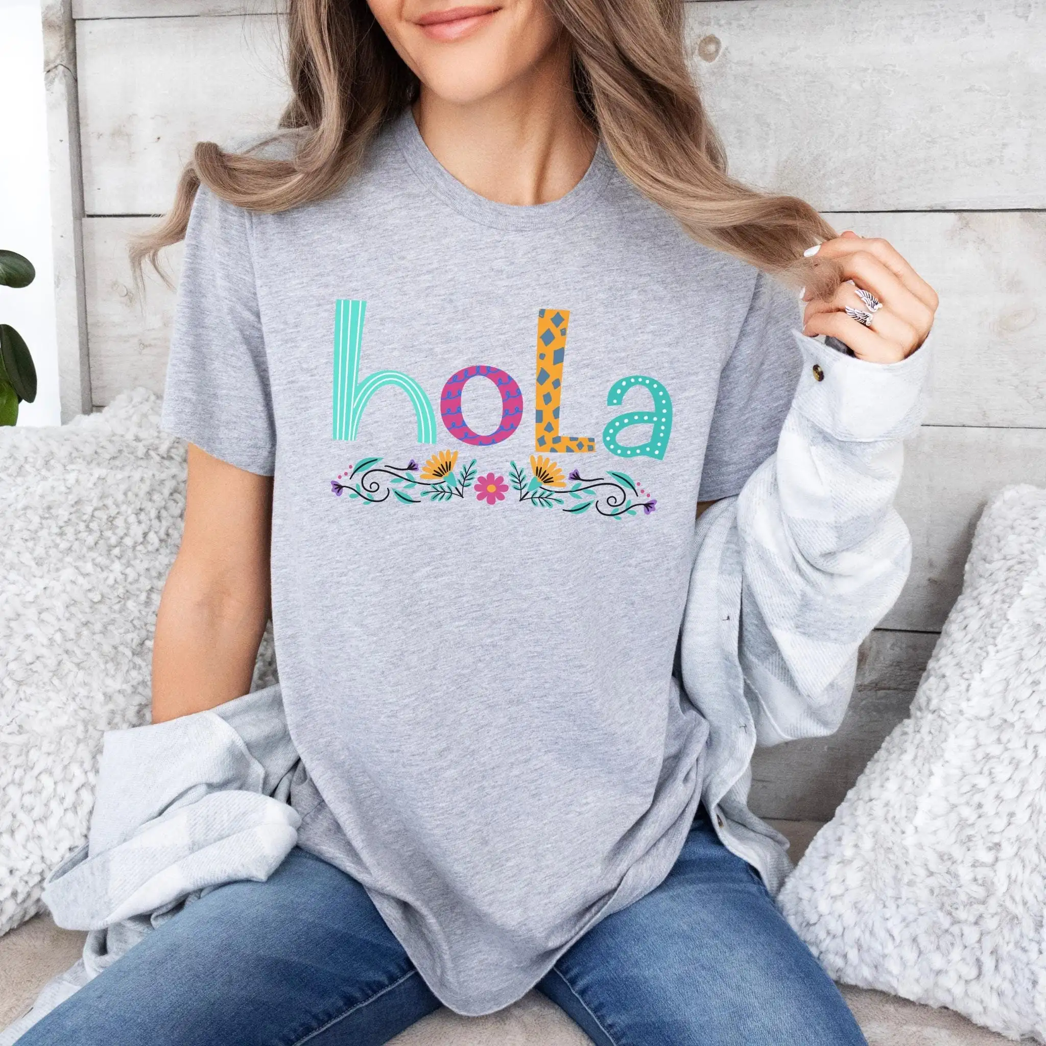 Hola T Shirt Gift Spanish Teacher Tee Language Maestra