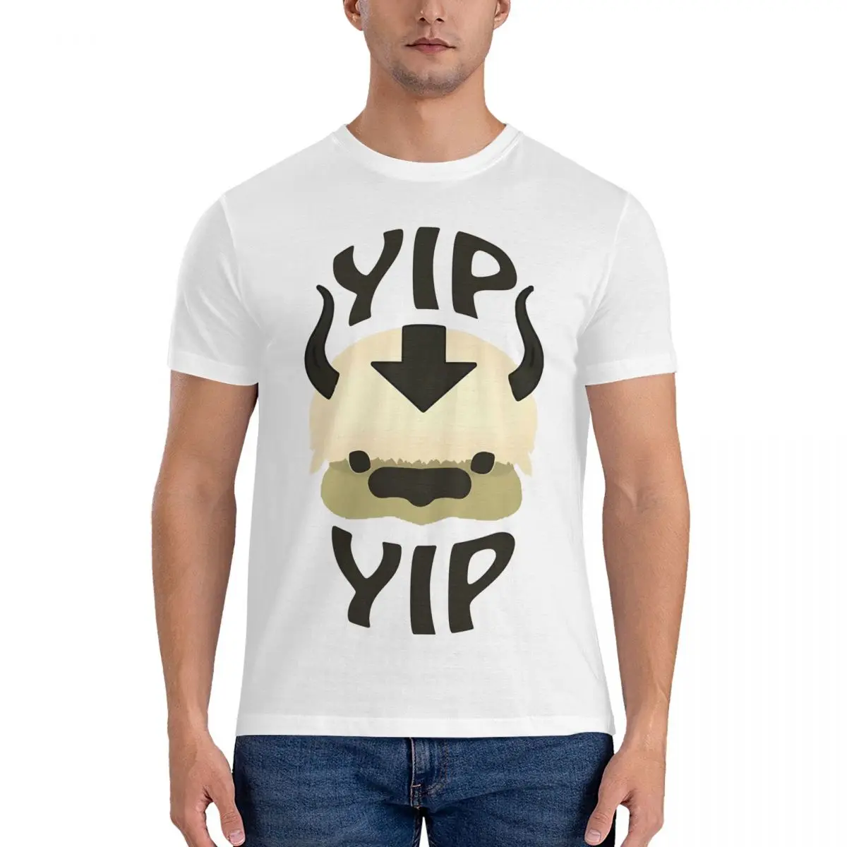 Vintage YIP YIP APPA_ Fitted T-Shirts for Men Round Neck 100% Cotton T Shirt Avatar The Last Airbender Short Sleeve Tee Shirt