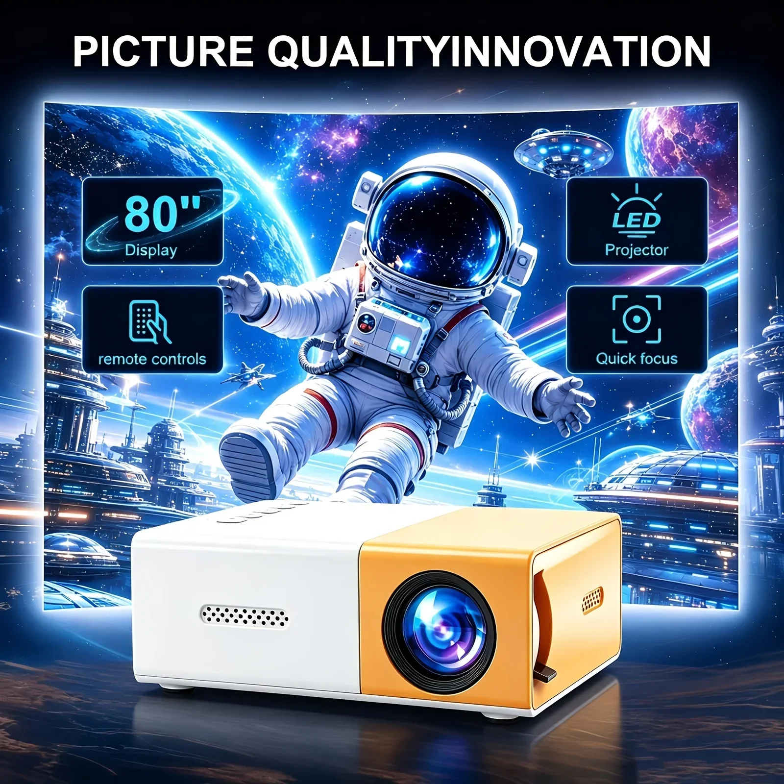 Mini portable smart projector. Movie and video viewing, creating a home theater, suitable for everyone