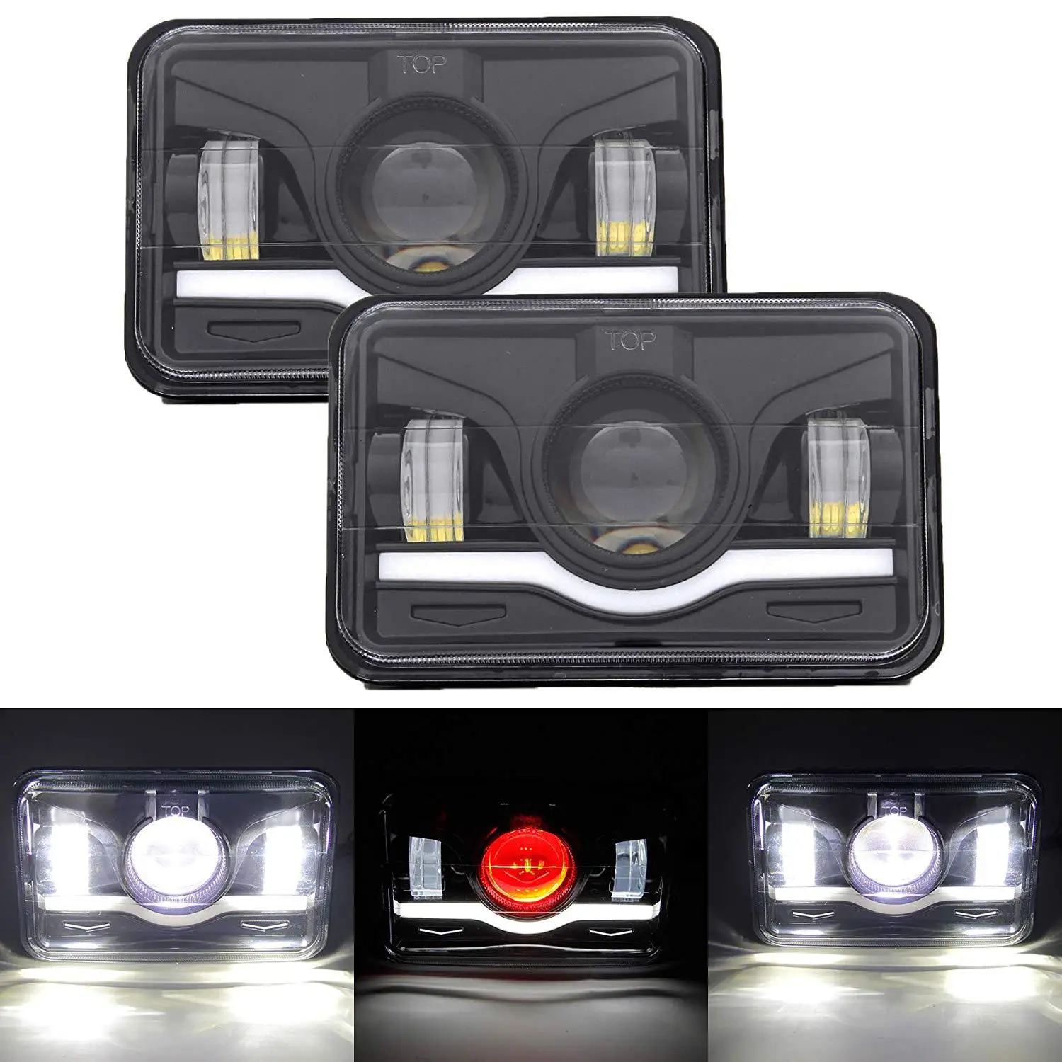 5inch 55W Led 5Inch Retangular Feixe Farol Com High/Low DRL Square Headlight for Jeep Cherokee XJ Wrangler truck 4X4