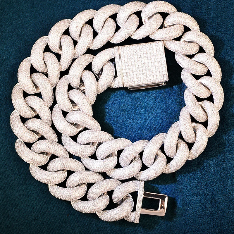 

25mm Big Heavy HIP Hop Full CZ Stone Paved Bling Iced Out Solid Round Cuban Link Chain Necklace for Men Rapper Jewelry Gift