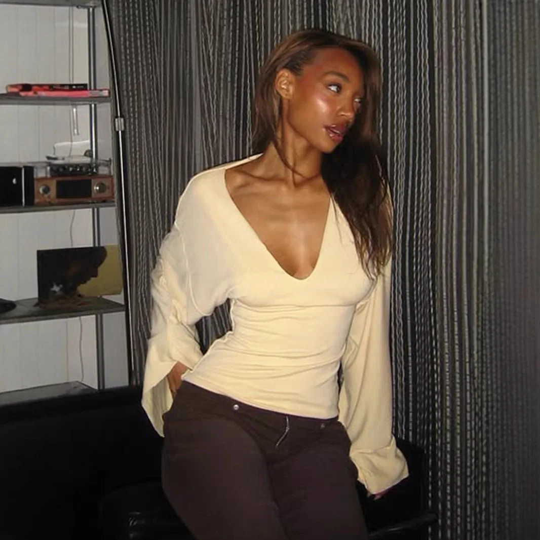 

Осенний новый однотонный свитер с V-образным вырезом и рукавами «летучая мышь» свободного кроя, а также укороченные брюки Ciwalk для мужчин, незаменимые для весеннего сезона