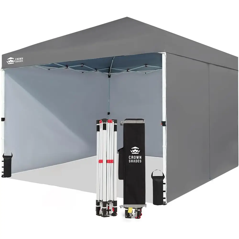 

10x10 Commercial Center Lock Tent, 300D Fabric, 4 Sidewalls, Portable Storage Bag, Grey