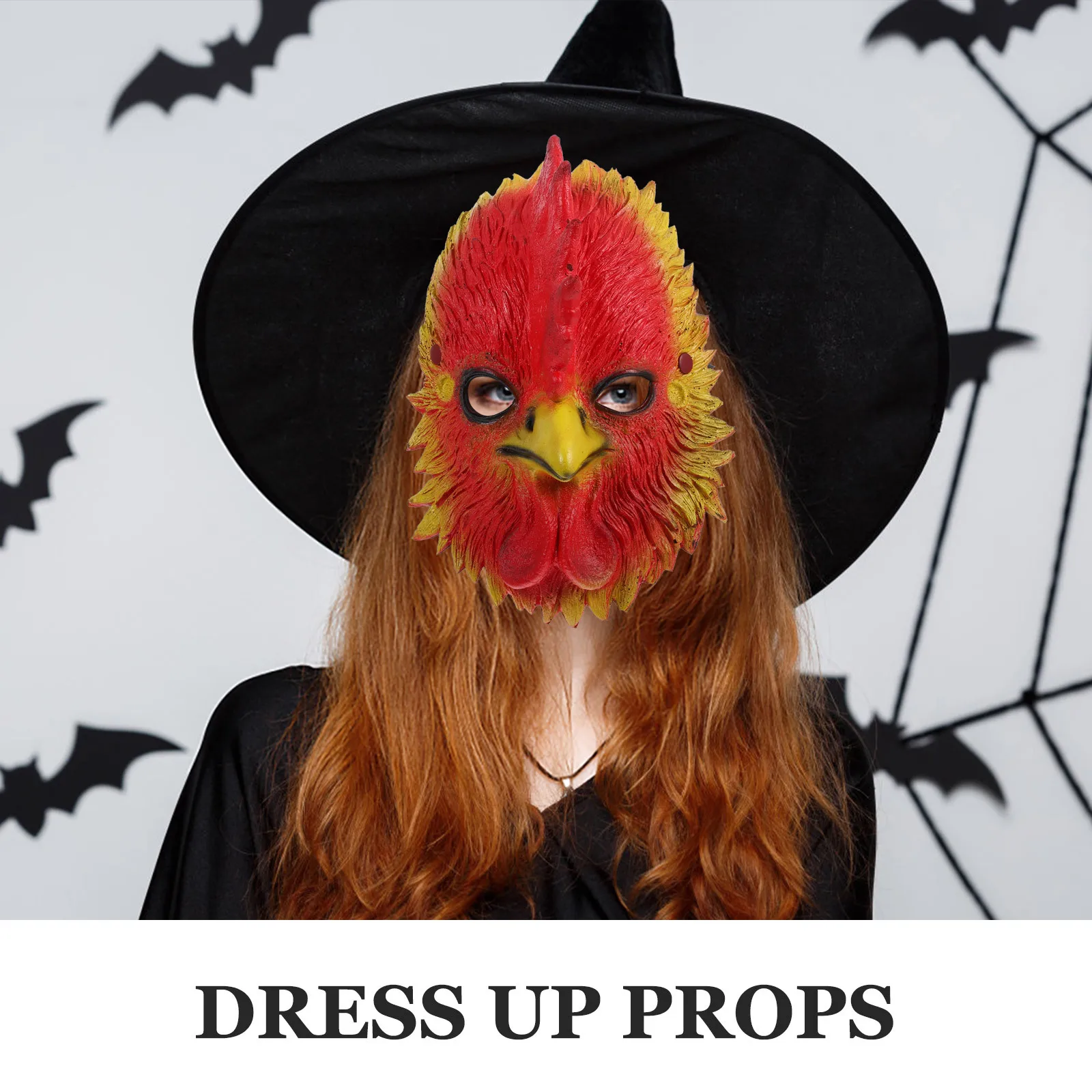 Máscara de galo cor brilhante pu cabeça de animal festa de halloween adereço traje assustador acessório máscara cosplay novidade decorativa