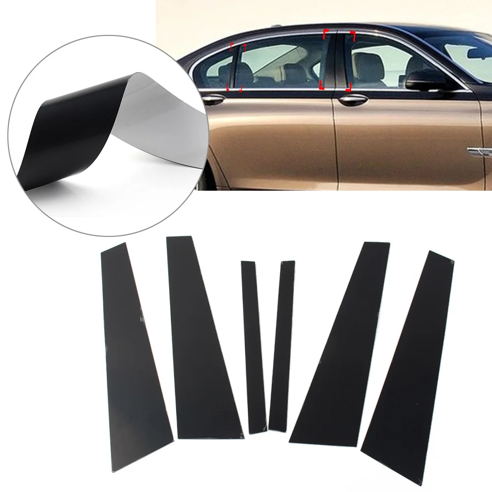 6x Glossy Black Car Window Pillar Posts Door Trims Cover Decorative For BMW 7 Series F01 F02 2009 2010 2011 2012 2013 2014 2015