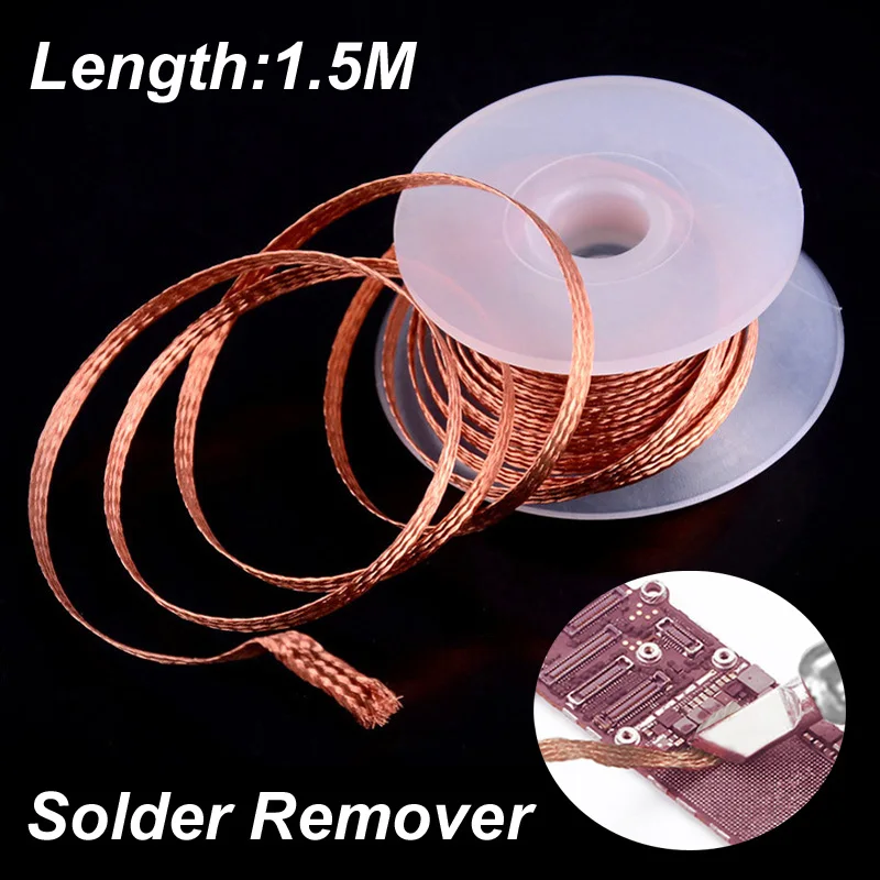 Trenza desoldadora, cinta de cobre, mecha para soldar, estaño para soldar, eliminación de soldadura, herramienta de reparación de teléfonos móviles, 1.5 m * 1.5/2/2.5/3 mm