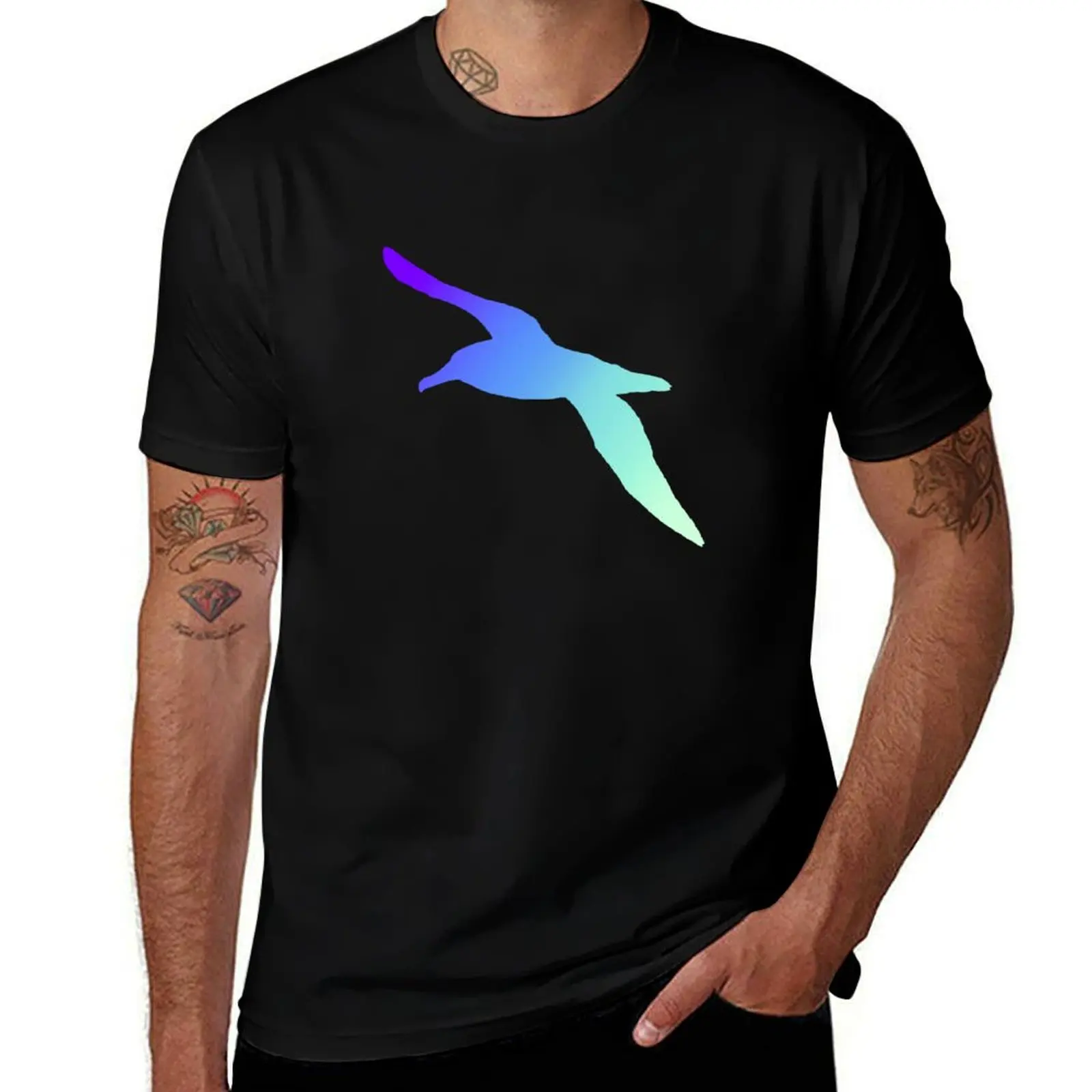 

Albatross Silhouette- Colorful Gradient 7 T-Shirt cotton t shirt man man t shirts cotton t shirt man casual T-Shirt