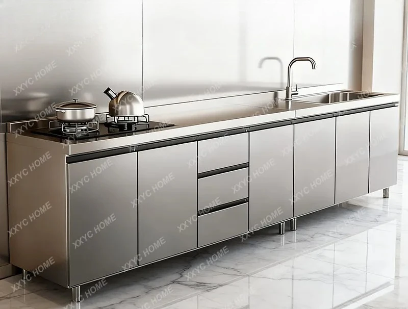 304 integrated stainless steel kitchen cabinets stove integrated rural kitchen storage cupboards XI