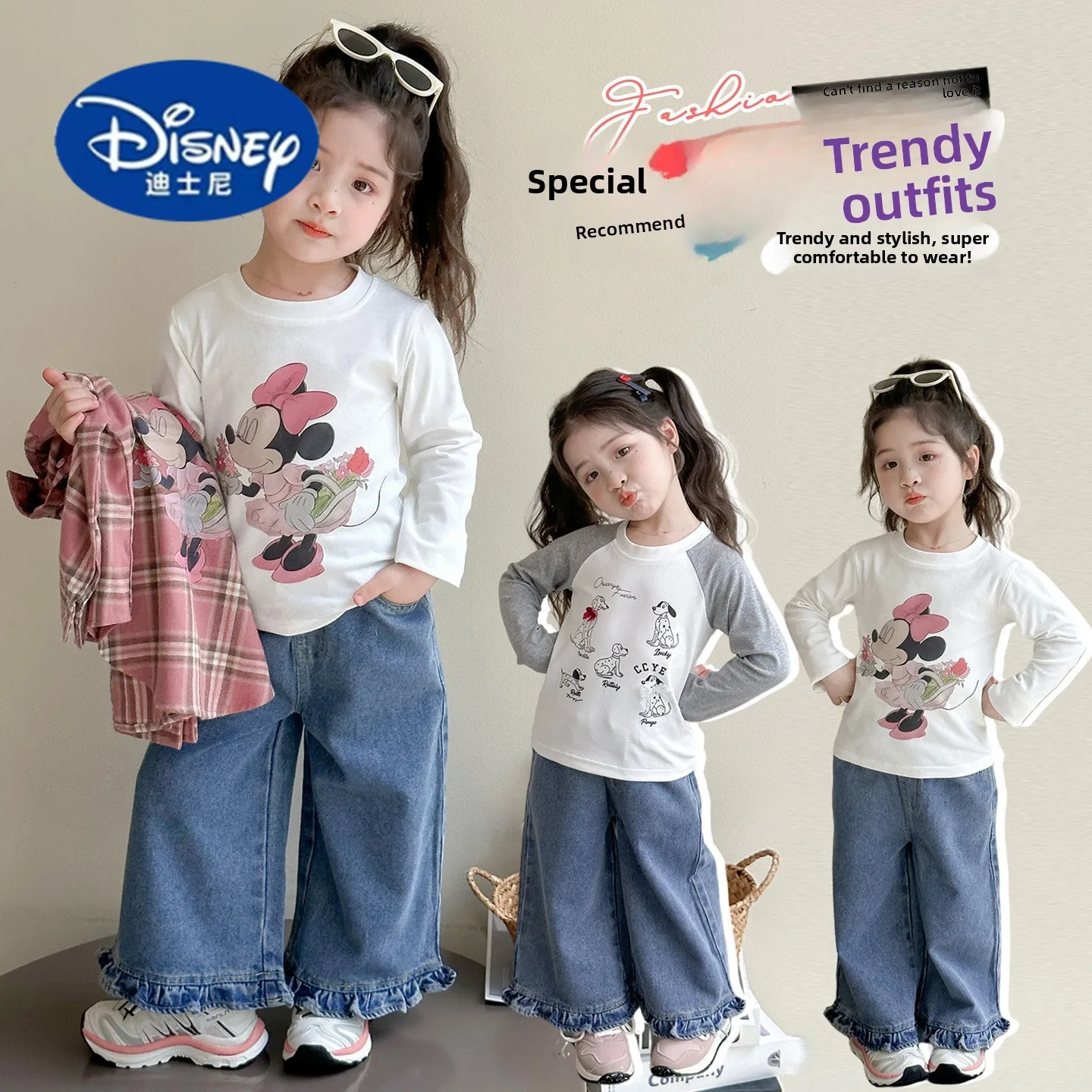 

Disney 2025 New Girls Long Sleeve T-Shirt, Cute Graphic Tee for Toddler & Little Kids, All-Season Essential Top